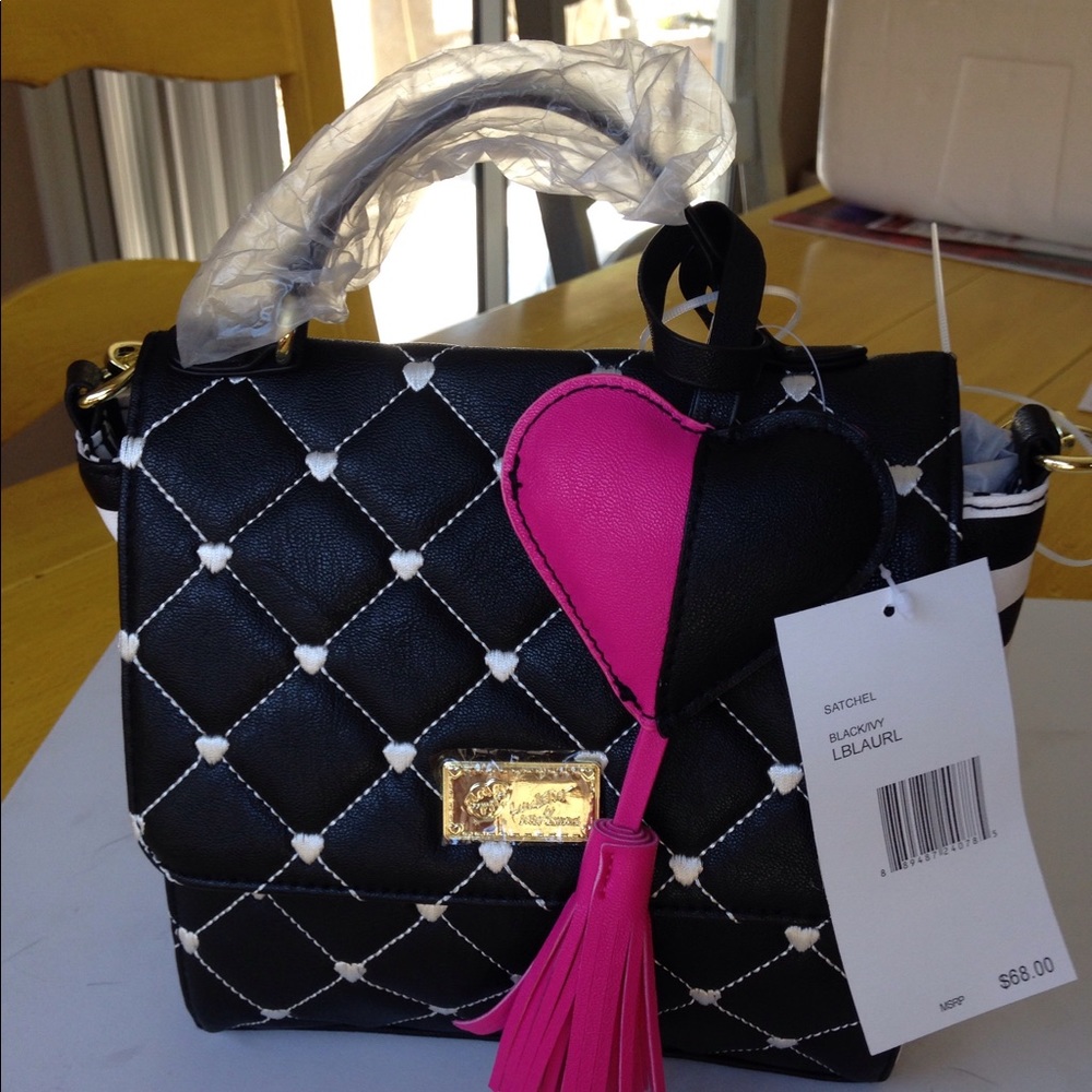 SOLD - Just In – Betsey Johnson Black & Ivory Satchel